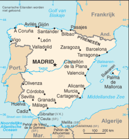 Landkaart Spanje