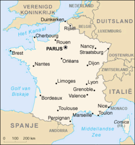 Landkaart Frankrijk